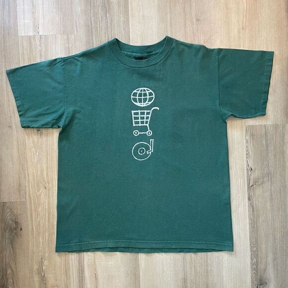 Vtg U2 1997 Pop Mart Tour Double-Side Green Single-Stitch T-Shirt Size Large - Picture 1 of 6
